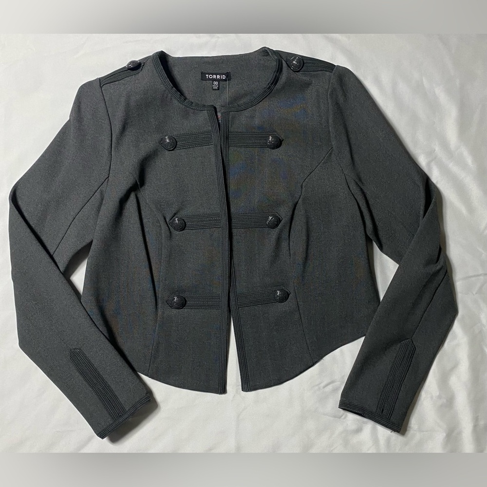 NWT Size 00 torrid charcoal grey military style jacket